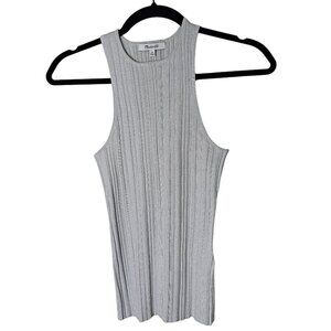 Madewell XS Tank Top Silver Grey Shimmer Ribbed Knit Capsule Minimalist